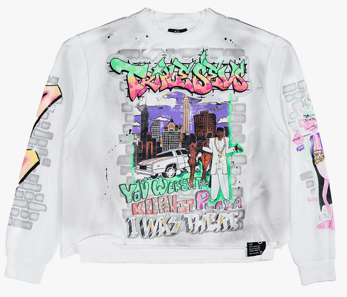 Triple Sevens Player Long Sleeve Tee Shirt (White)