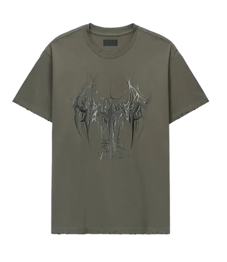 RTA Colin Oversized Short Sleeve Tee "Olive Sigilism"