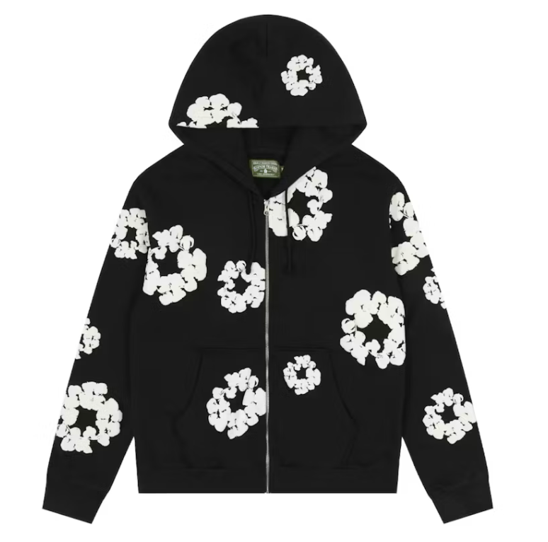 Denim Tears Cotton Wreath Zip Up Hoodie (Black)