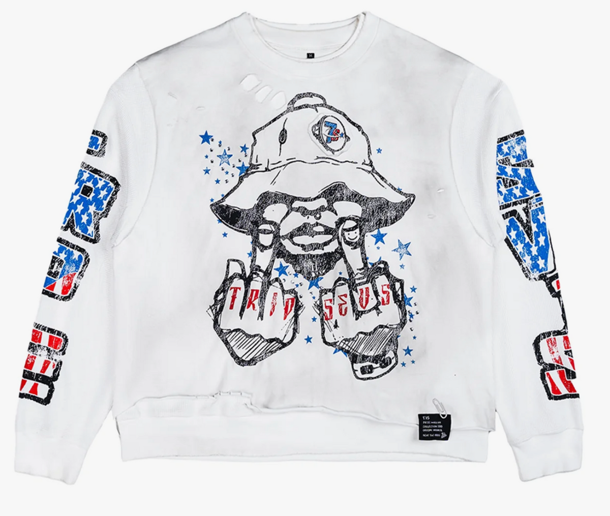 Triple Sevens Trade War Long Sleeve Tee Shirt (White)