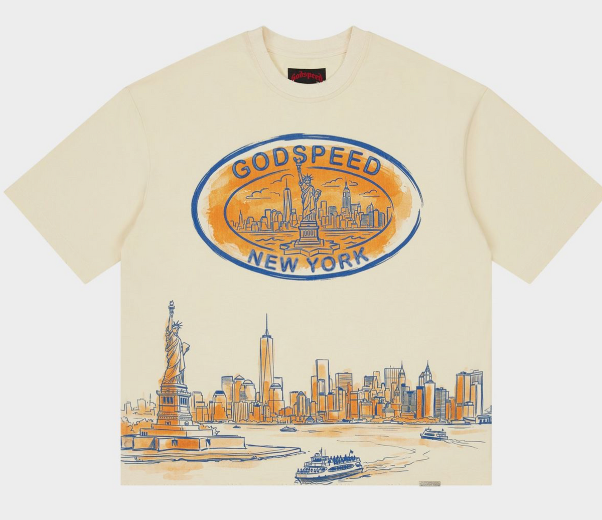 Godspeed New York Skyline Tee Shirt (Bone)