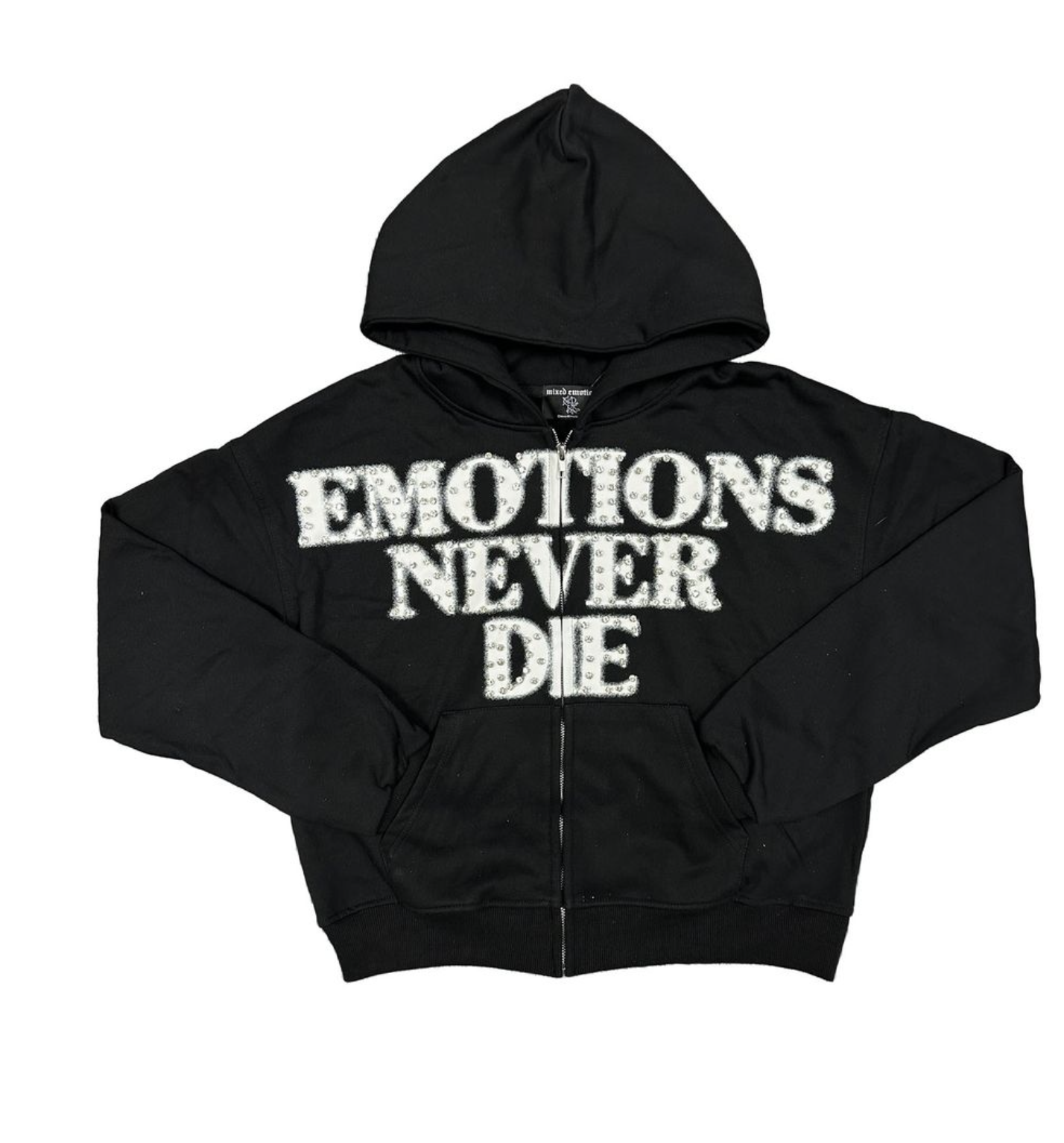 Mixed Emotions Black ‘End’ Rhinestone hoodie