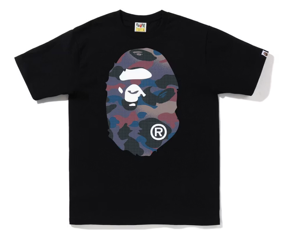 A Bathing Ape BAPE Grid Camo Big Ape Head Tee "Black/Purple" (FW22)