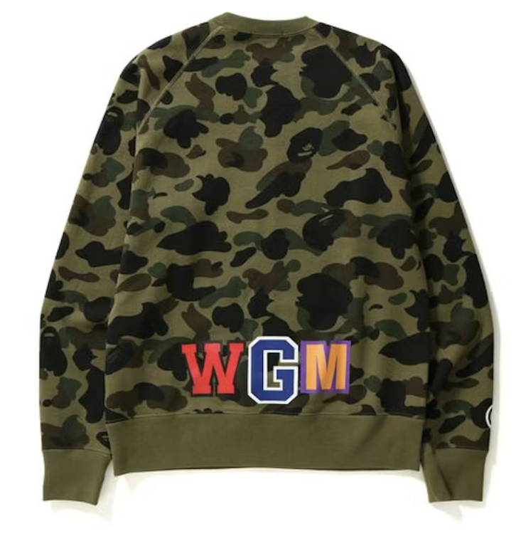 Bape 1st Camo Metal Zip Shark Crewneck Green