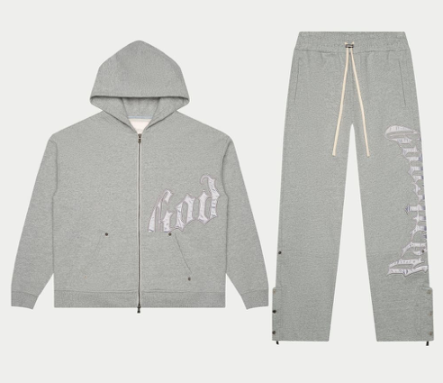 Godspeed OG Logo Full Sweatsuit Grey Silver Satin Boom