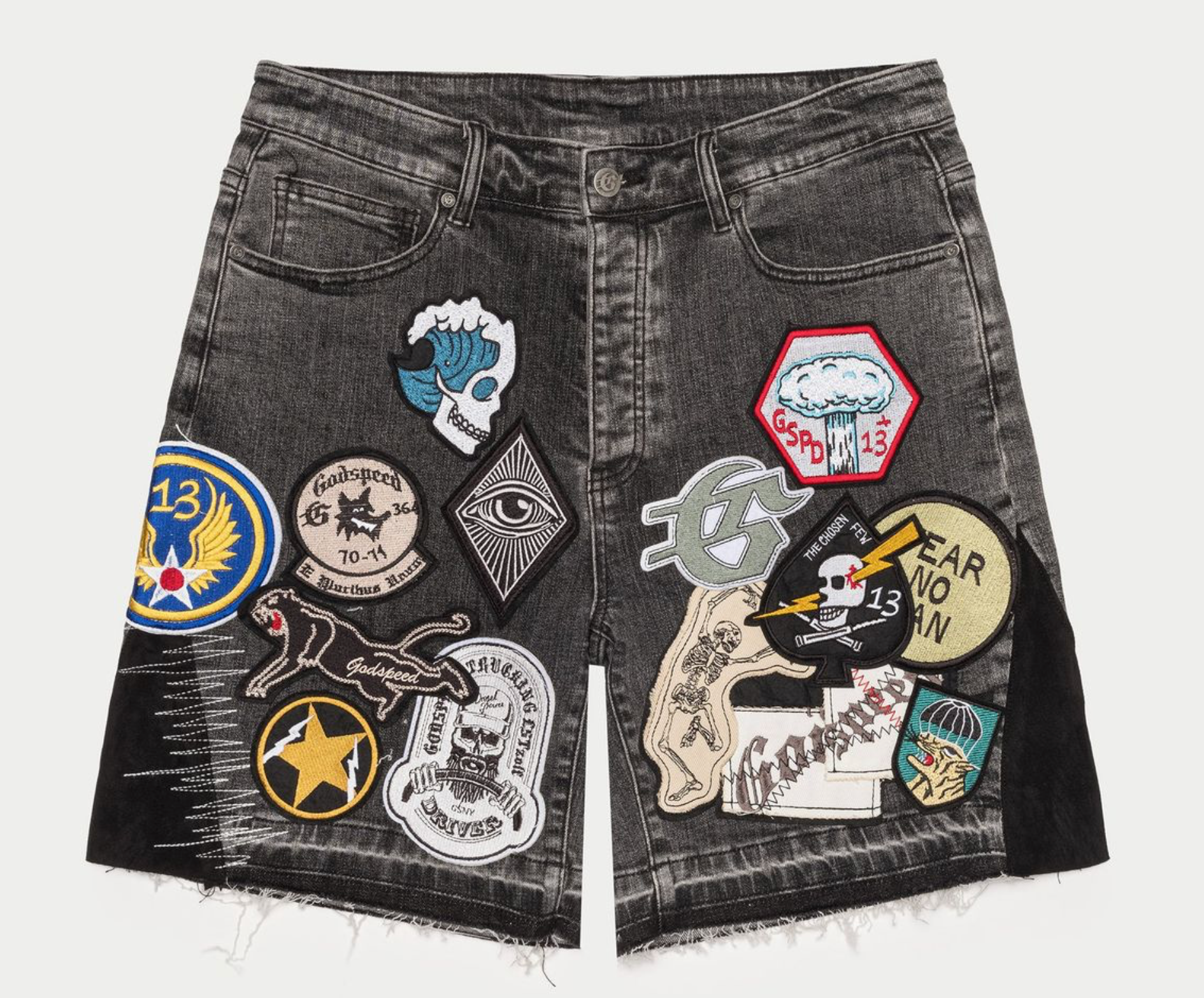 Godspeed Patchwork Denim Shorts V2 (Grey)