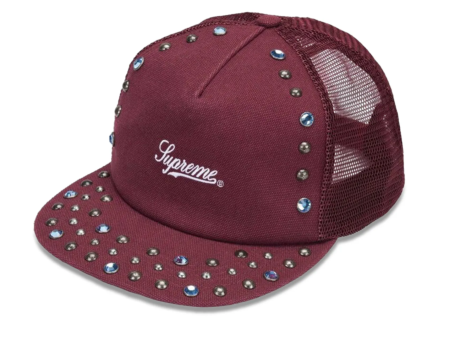 Supreme x b.b. Simon Studded Canvas 6-Panel Hat (Burgundy) (FW24)