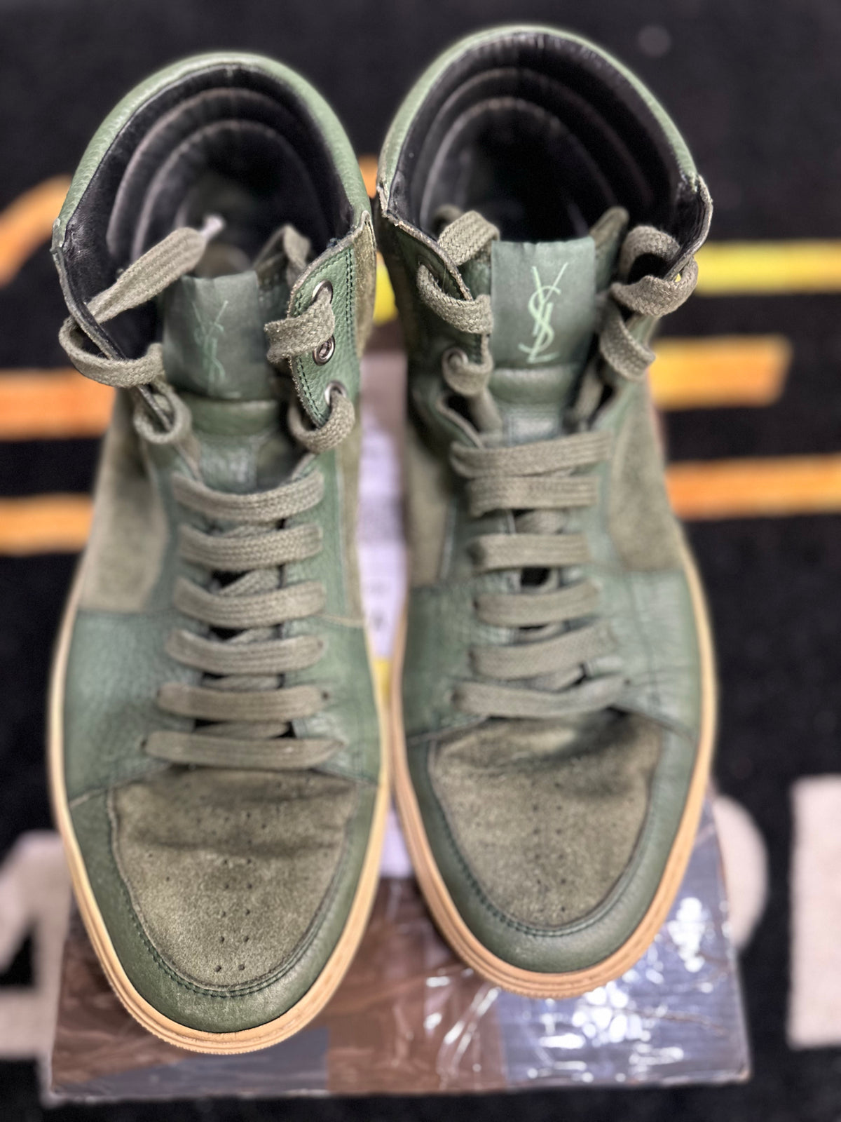 Archival Yves Saint Laurent (YSL) Avant Garde High-Top Sneaker “Green Leather”