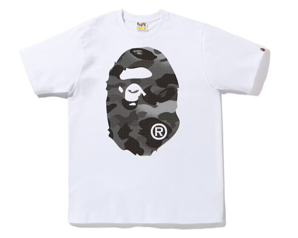A Bathing Ape BAPE Grid Camo Big Ape Head Tee "White/Black" (FW22)