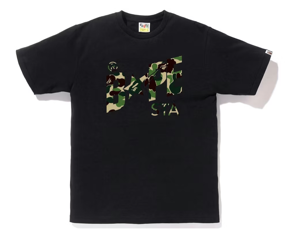 A Bathing Ape BAPE ABC Camo Bape Sta Logo Tee "Black Green" (SS23)