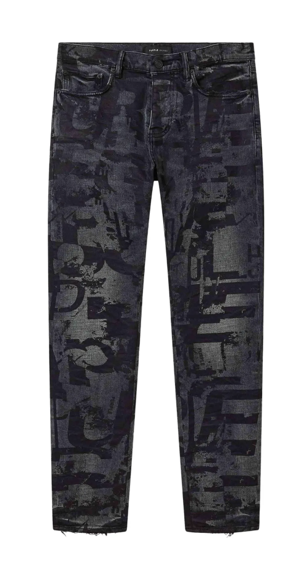 Purple Brand Skinny Grunge Print Jean Washed Black