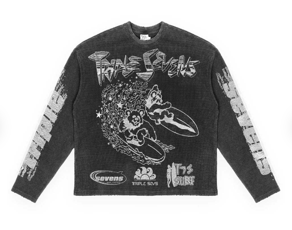 Triple Sevens All Star V2 Waffle Knit L/S "Black/White"
