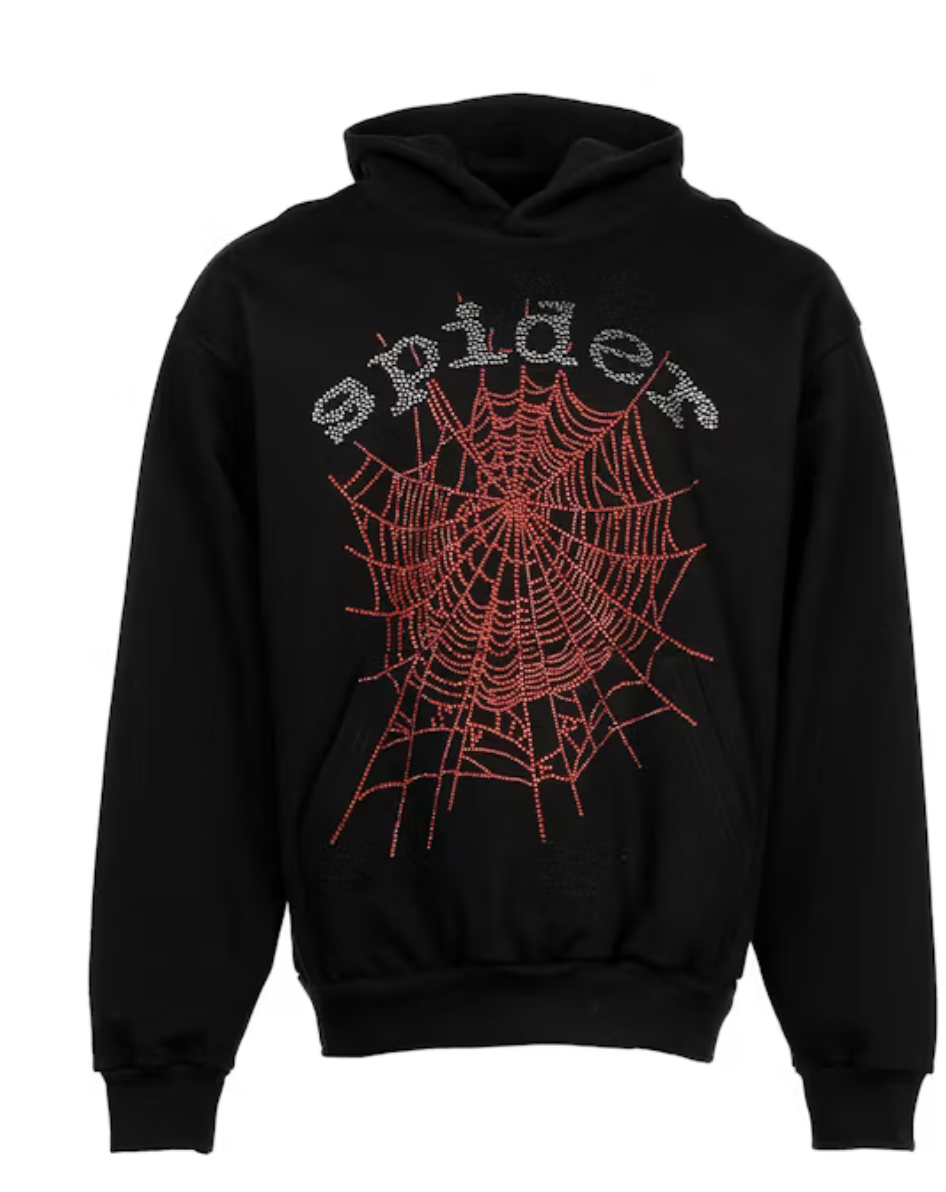 Sp5der OG Rhinestone Logo Hoodie (Black)