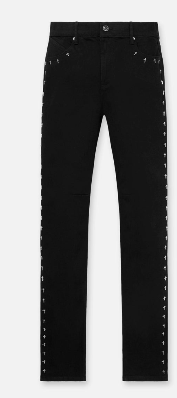RTA Enzo Skinny Studded Jean (Black/Cross rivets)