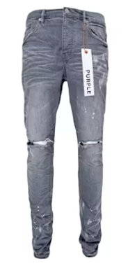 Purple Brand Worn Grey Knee Slit Jeans