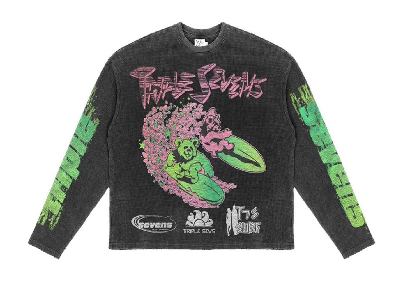 Triple Sevens ASV2 Waffle Knit L/S Tee "Black/Green"