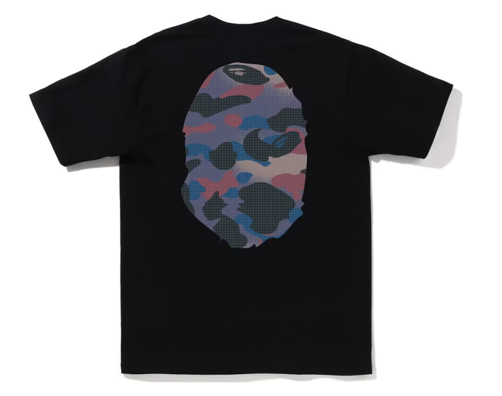 A Bathing Ape BAPE Grid Camo Big Ape Head Tee "Black/Purple" (FW22)