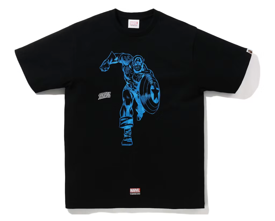 A Bathing Ape BAPE x Marvel Comics Captain America T-Shirt "Black" (FW22)