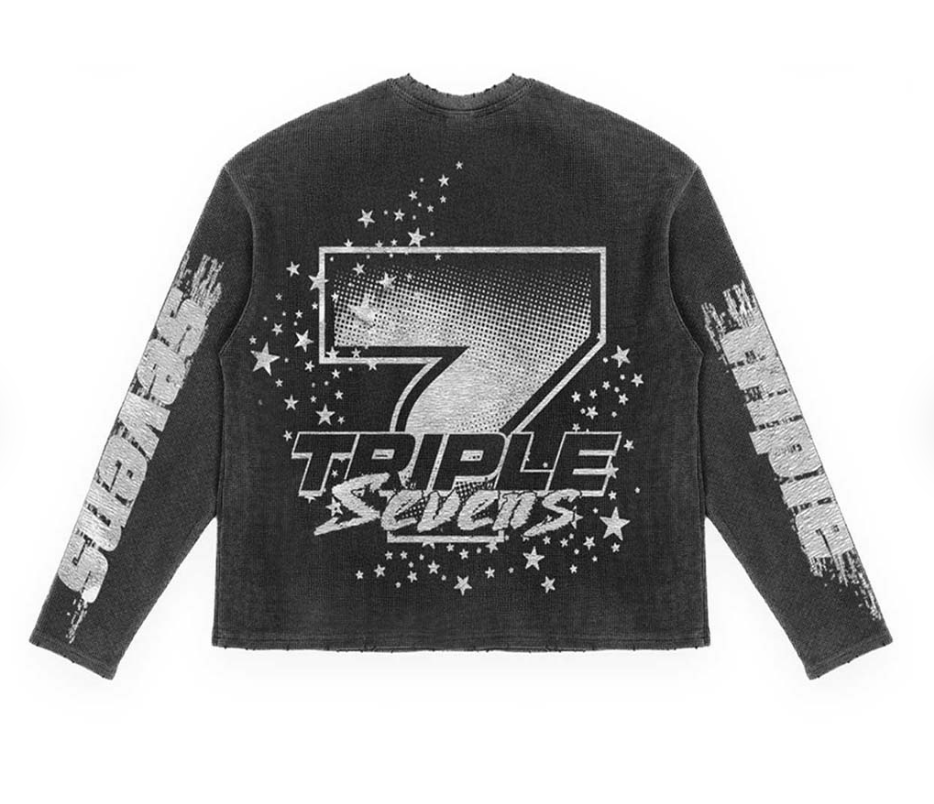 Triple Sevens All Star V2 Waffle Knit L/S "Black/White"