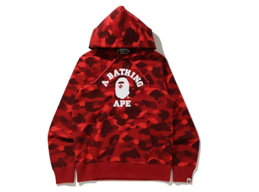 BAPE By A Bathing Ape Color Camo College Pullover Hoodie (Red)