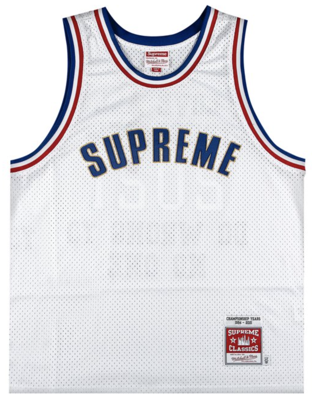 Supreme x Mitchell And Ness Basketball Jersey (White) (SS21)