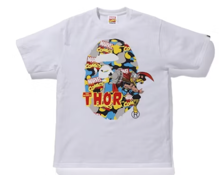 Bape X Marvel Camo Mighty Thor Tee (White)