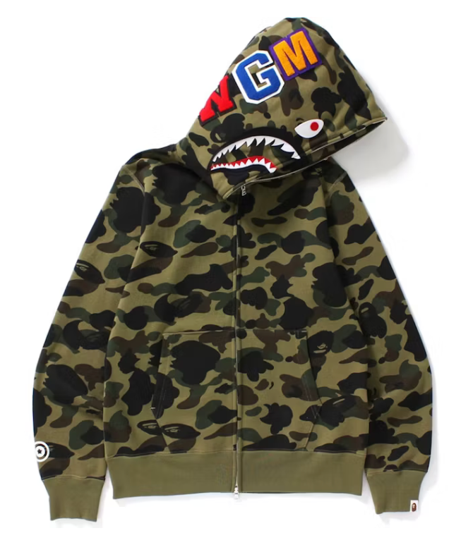 BAPE By A Bathing Ape 1st Camo Shark Full-Zip Hoodie (Green)