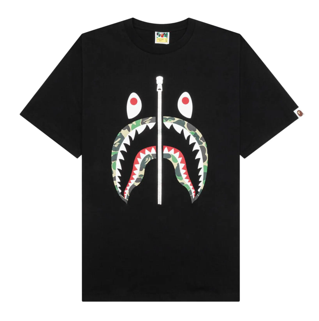 BAPE By A Bathing Ape ABC Camo Rebuild Shark Tee Shirt (Black/Green)