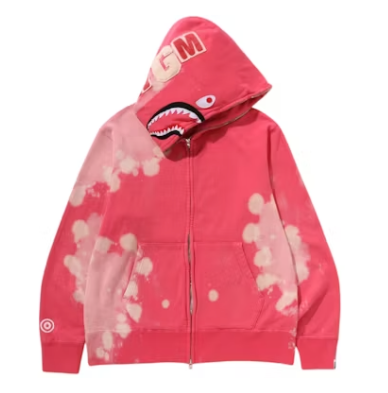 BAPE Hand Dye Shark Full Zip Hoodie "Red"