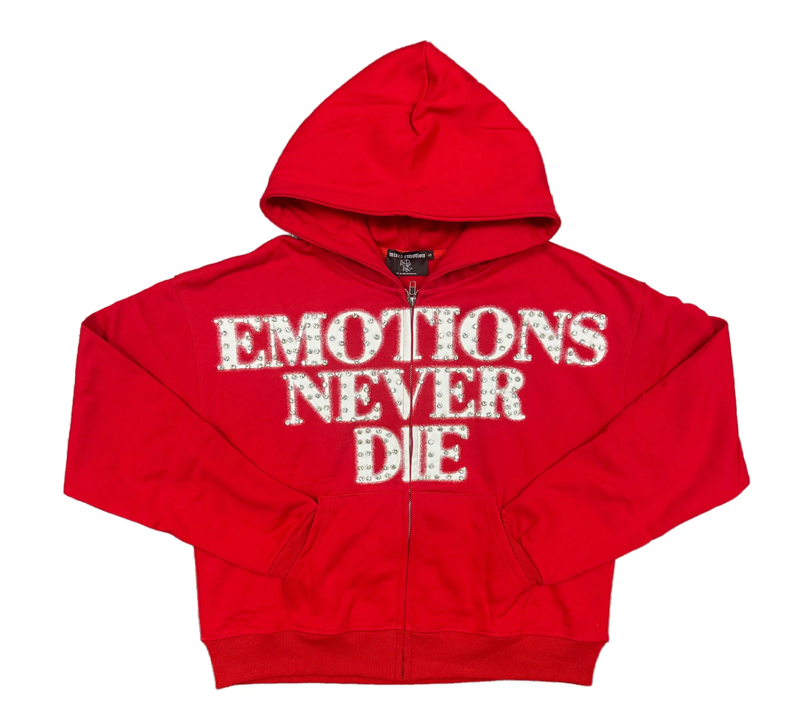 Mixed Emotions "End" Rhinestone Hoodie (Red)