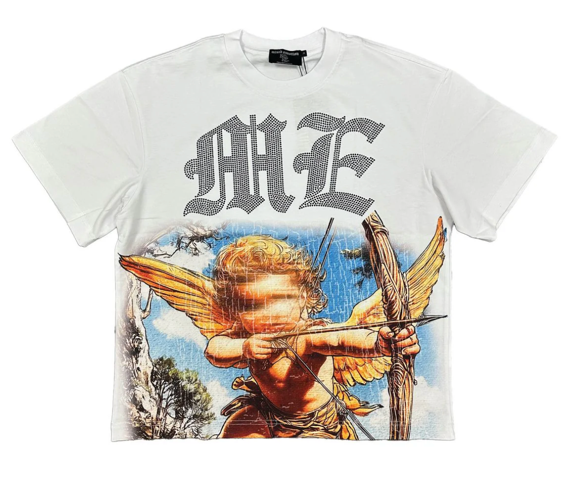Mixed Emotions "Angel" Rhinestone Tee Shirt (White)