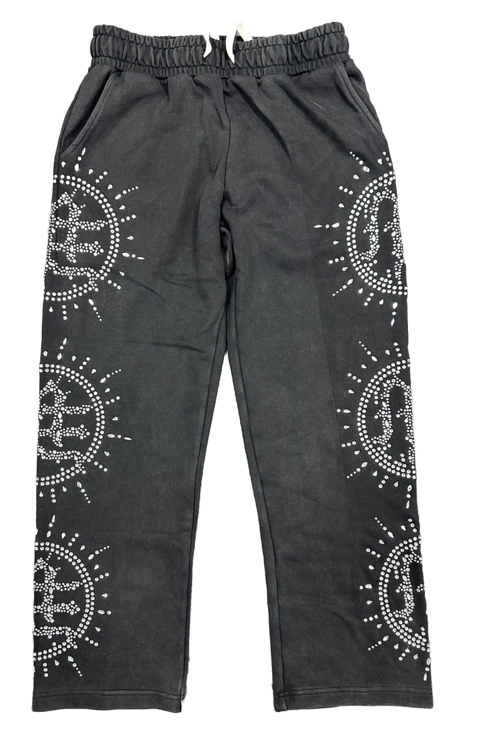 Mixed Emotions "Eclipse" Rhinestone Sweatpants (Acid Grey Wash)