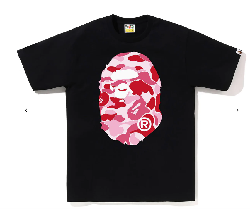 BAPE By A Bathing Ape ABC Camo "Big Ape Head" Tee Shirt (Black/Pink)