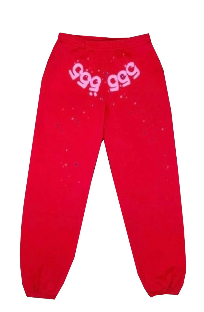 Sp5der Worldwide Red Angel Number 555 Sweatpants Red