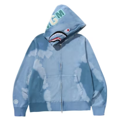 BAPE Hand Dye Shark Full Zip Hoodie "Blue"