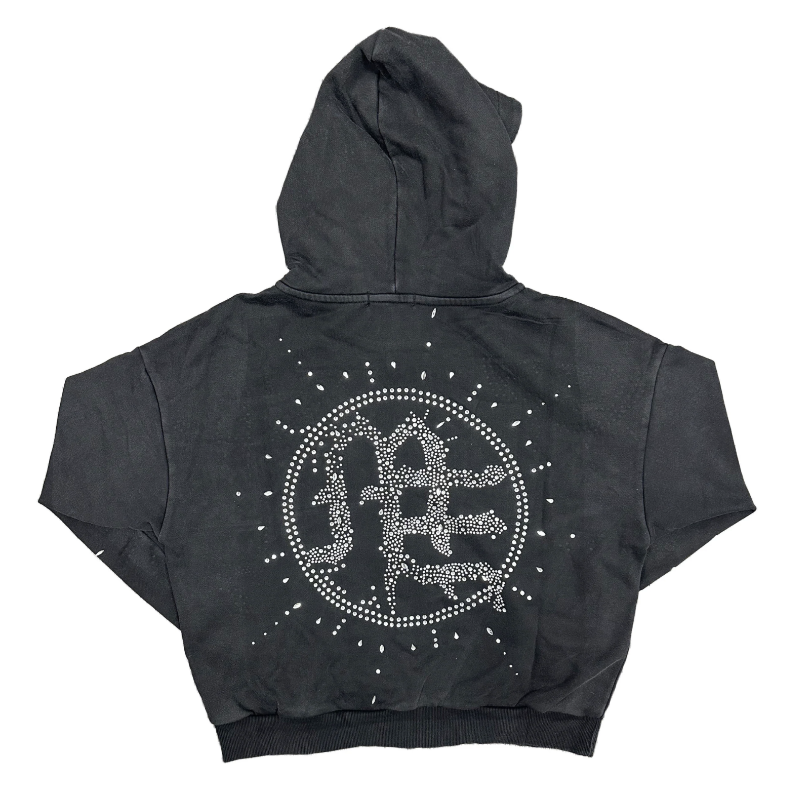Mixed Emotions "Eclipse" Rhinestone Hoodie (Grey Acid Wash)