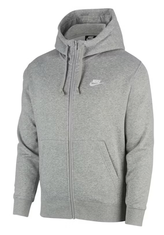 Nike Sportswear Club Fleece Full-Zip Hoodie "Dark Grey Heather/Matte Silver/White"