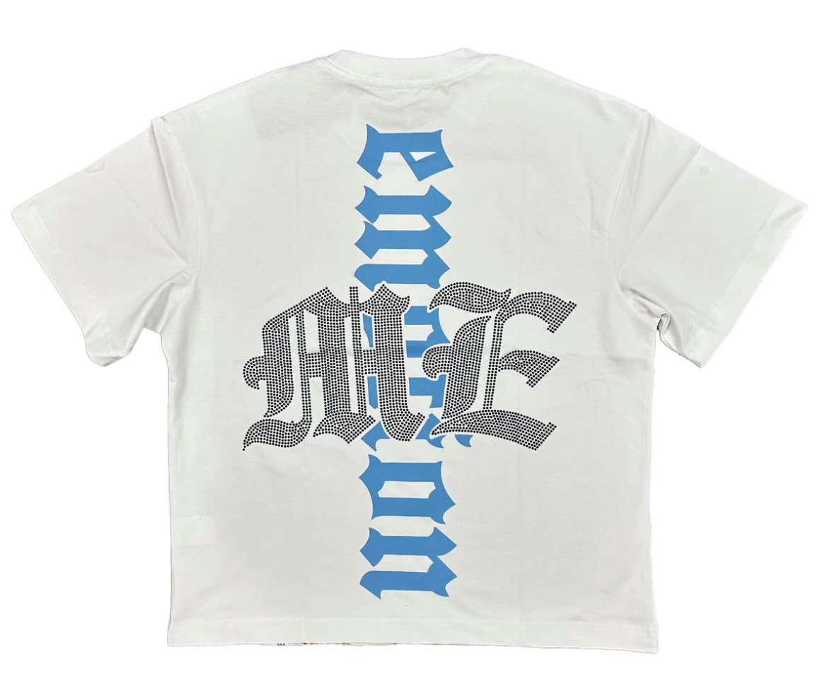 Mixed Emotions "Angel" Rhinestone Tee Shirt (White)