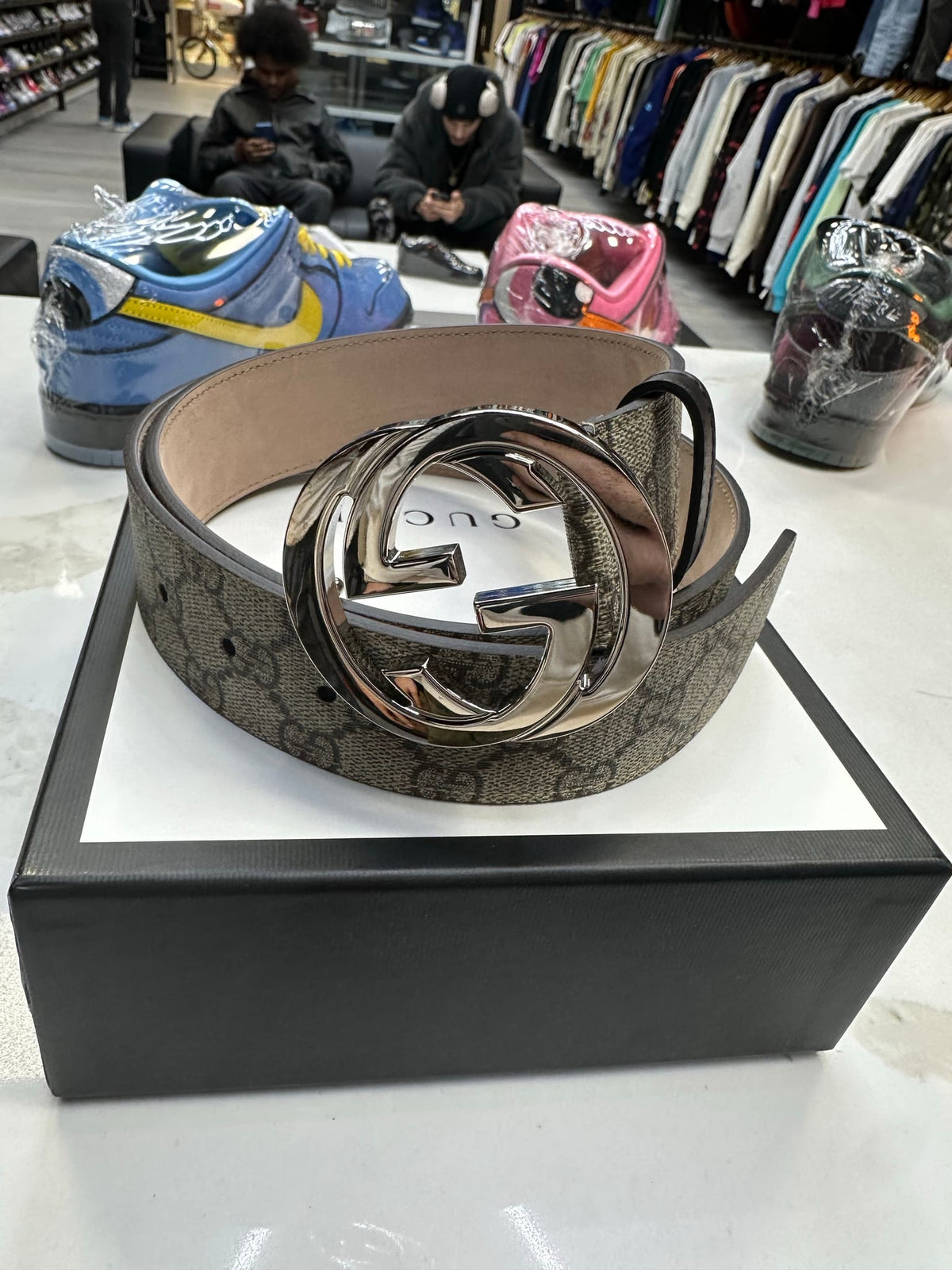 Gucci Interlocking G Belt GG Supreme Beige/Ebony