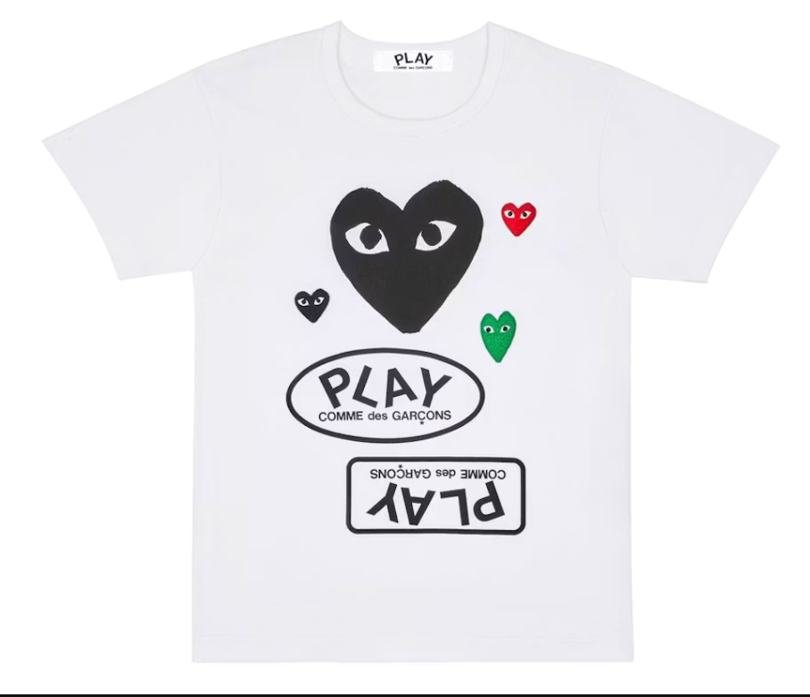 Comme des Garcons PLAY "Multi Logo Black Heart" Tee Shirt (White)