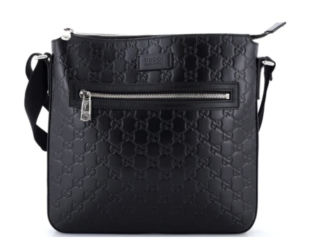 Signature Zip Messenger Bag Guccissima Leather Medium "Black"