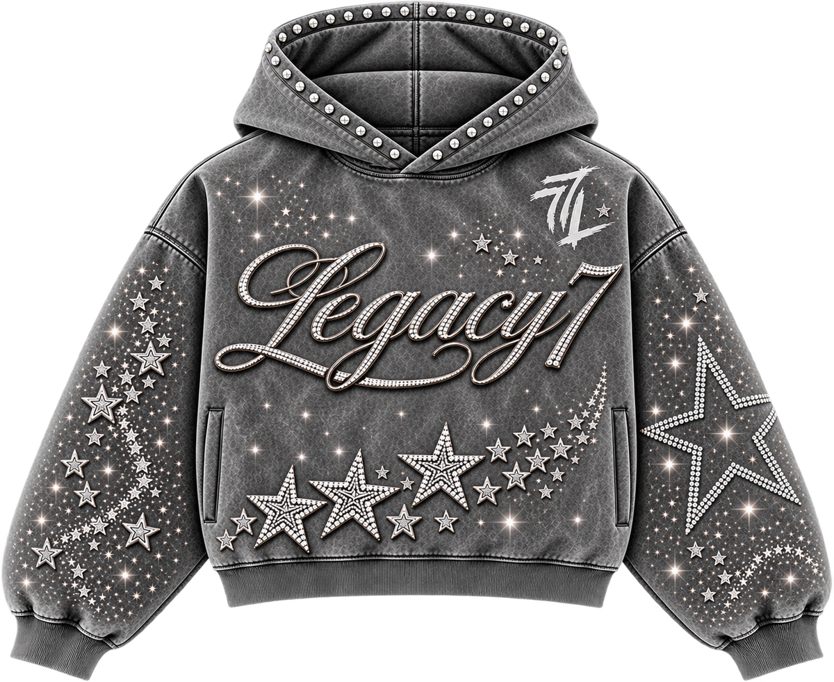 Legacy 7 Rhinestone Hoodie Light Grey