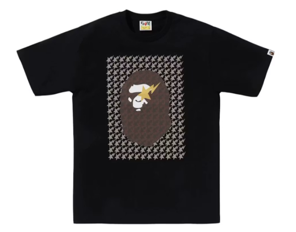 A Bathing Ape BAPE Sta Houndstooth Ape Head Tee "Black/Brown" (SS25)