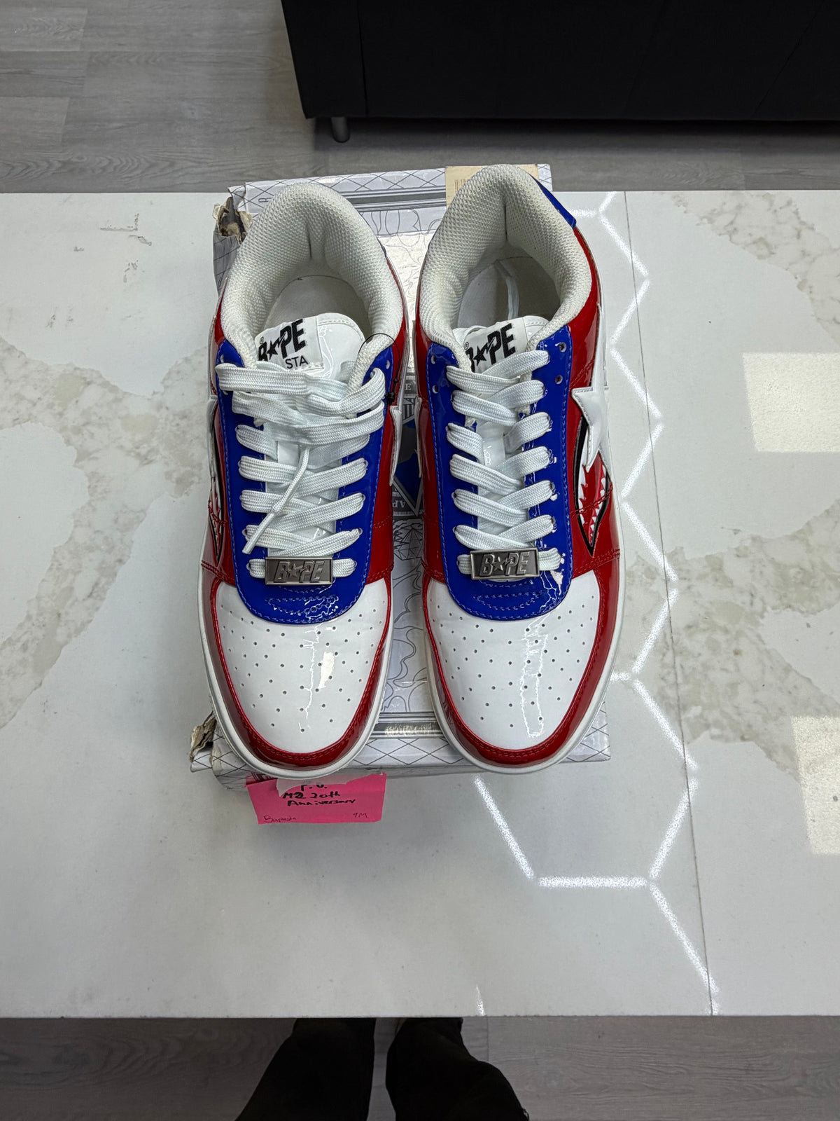 A Bathing Ape Bape Sta Low M2 20th Anniversary Patent Red
