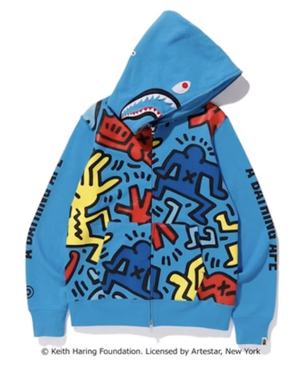 BAPE x Keith Haring Shark Full Zip Hoodie 1 "Blue" (pre-owned)