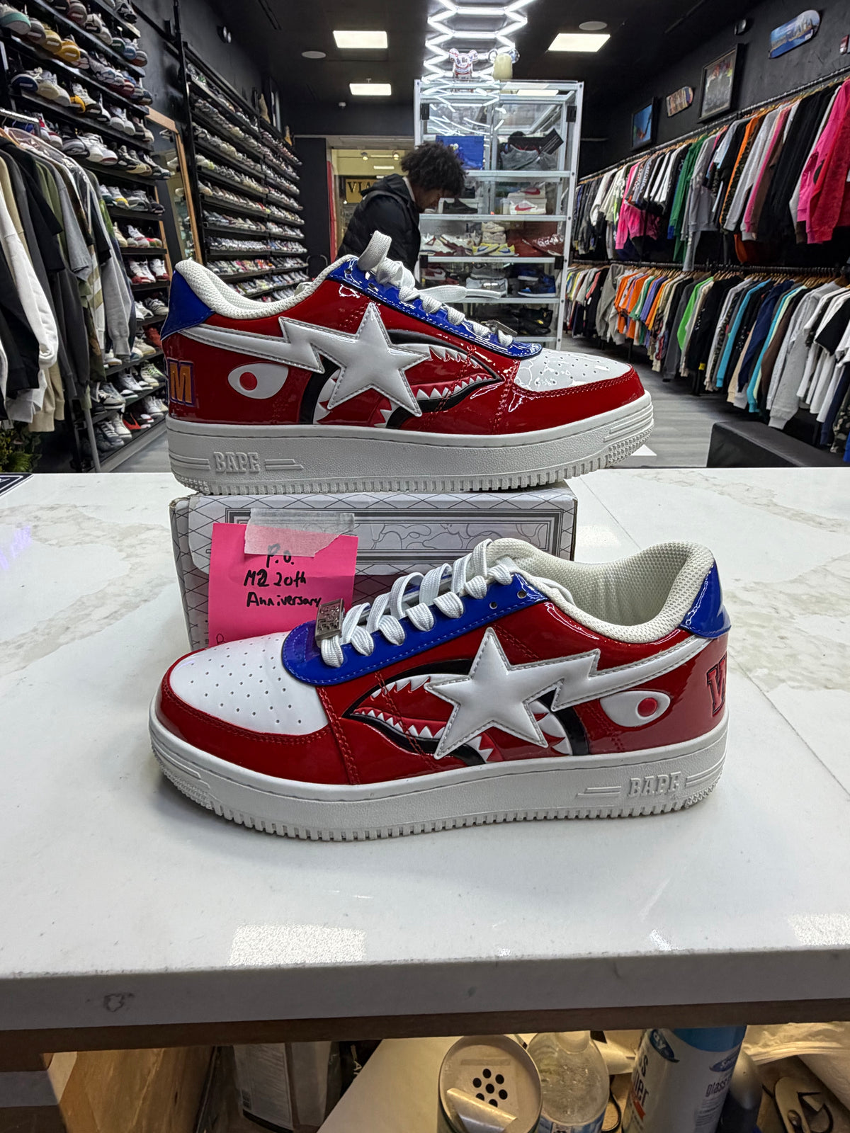 A Bathing Ape Bape Sta Low M2 20th Anniversary Patent Red