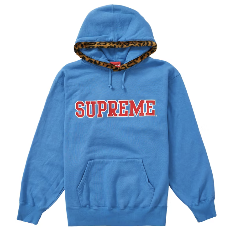 Supreme Leopard Trim Hoodie (Pale Royal) (FW21)