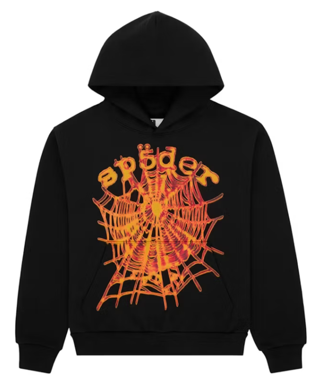 Sp5der OG Web V2 Hoodie Black Orange
