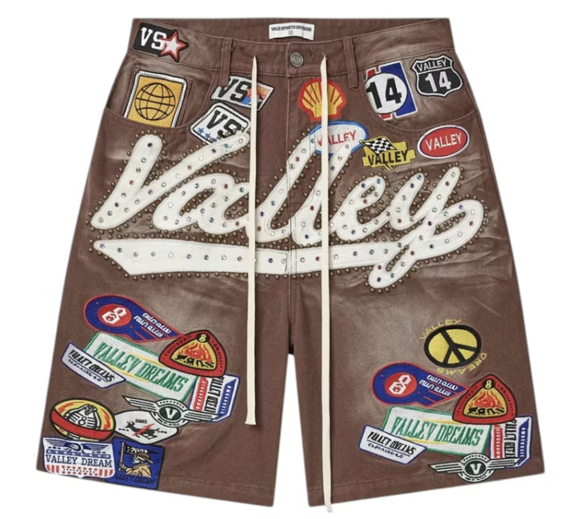 Vale Forever Brown 1980's Jean Shorts (Red/Wash)