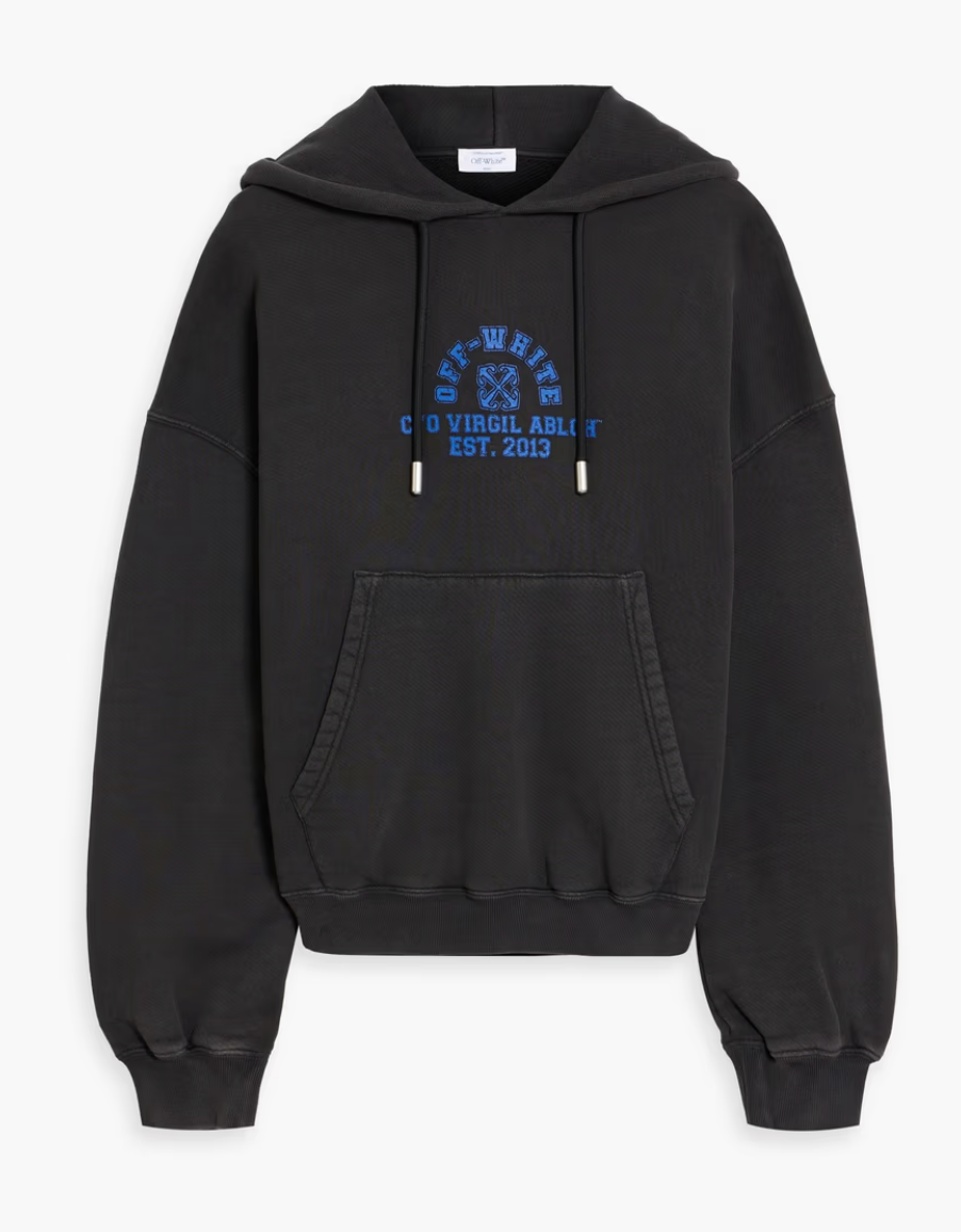 Off White Printed Terry Hoodie Animal Print